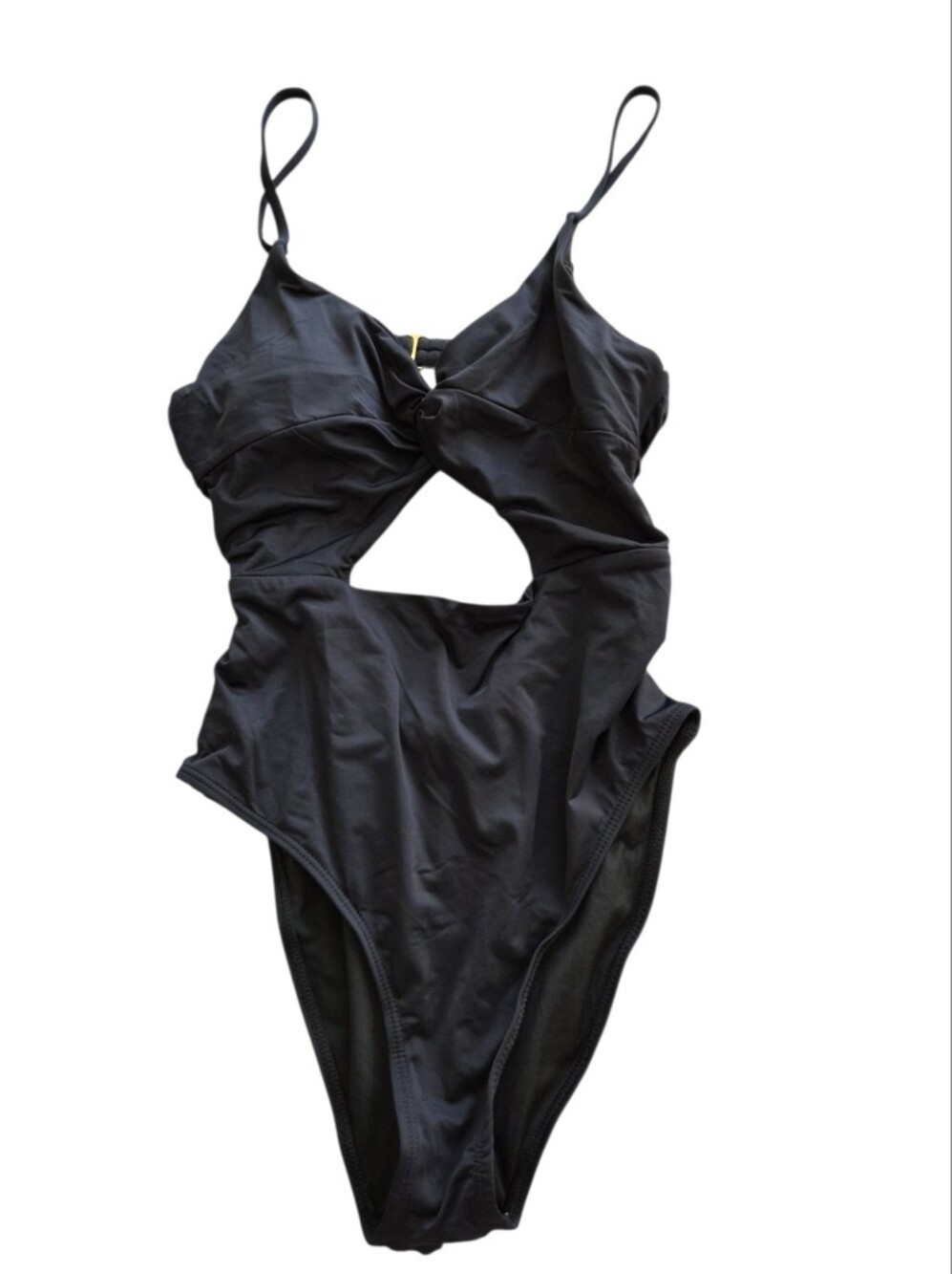 Blushing Brunette Nwt One Piece Black Swim Suit Size Large Cut Out